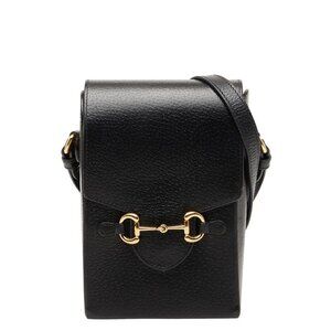Gucci Horsebit Black Leather Shoulder Bag
